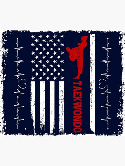 Taekwondo America Flag Blue Retro Tapestry Official Taekwondo Merch