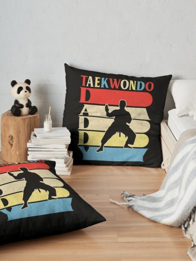 Taekwondo Dad Vintage Throw Pillow Official Taekwondo Merch