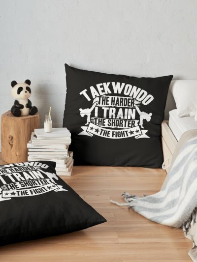 Taekwondo -Taekwondo Train Harder Throw Pillow Official Taekwondo Merch