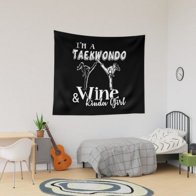 Taekwondo - Taekwondo And Wine Kinda Girl Tapestry Official Taekwondo Merch