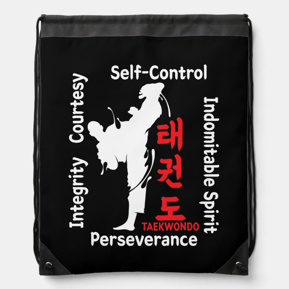 taekwondo 5 tenets martial arts ata itf tae for drawstring bag - Taekwondo Gifts