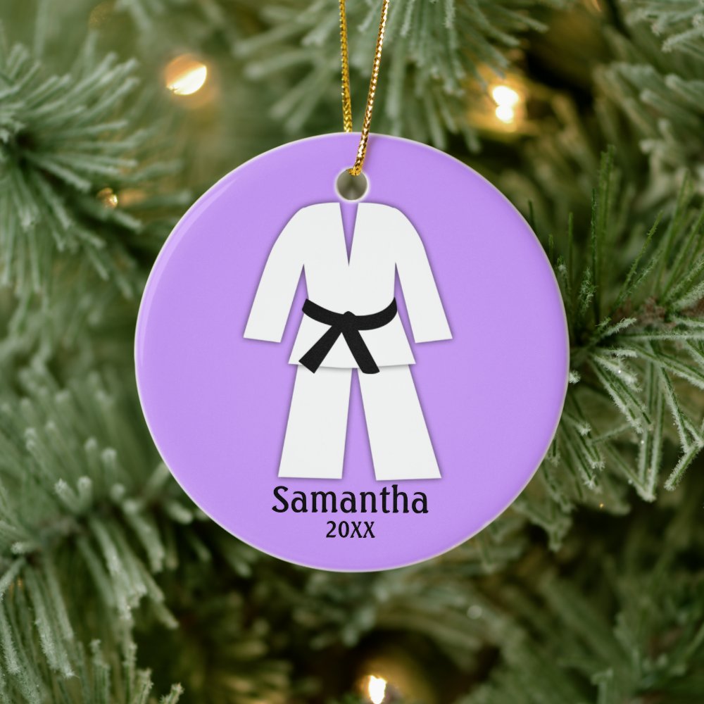 taekwondo karate black belt purple personalized ceramic ornament r4635e9574d4d4e23bebadc8aa82a3df3 05wi1 8byvr 1000 - Taekwondo Gifts