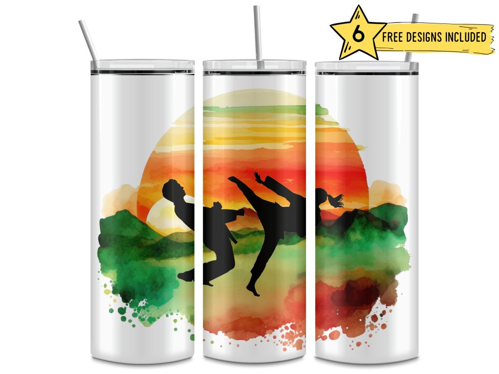 Taekwondo Sport Vintage Sunset Skinny Tumbler